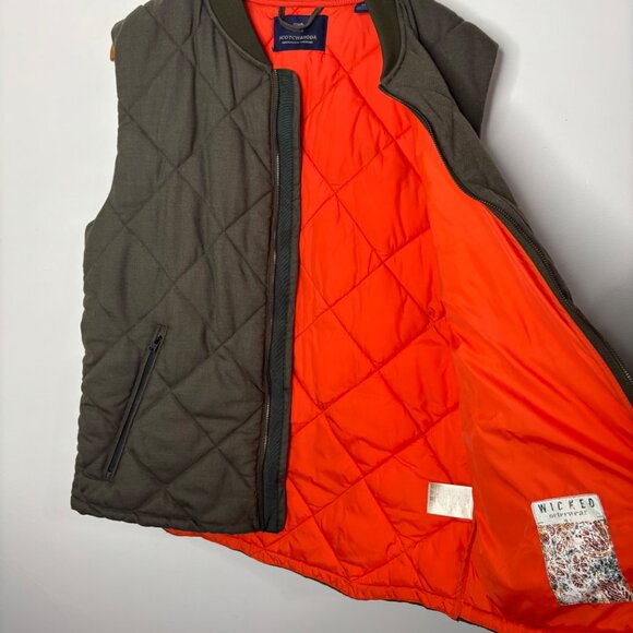 Scotch & Soda Men's Quilted Utility Vest Men’s Green Bomber Hunting Orange XL - Picture 3 of 14